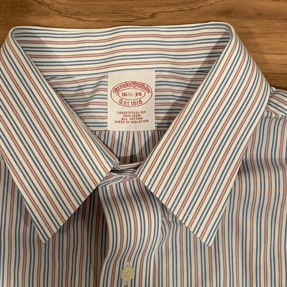 Brooks Brothers Non Iron Striped Dress Shirt 16.5 - Picture 3 of 5